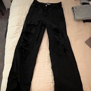 Black ripped high waisted baggy jeans